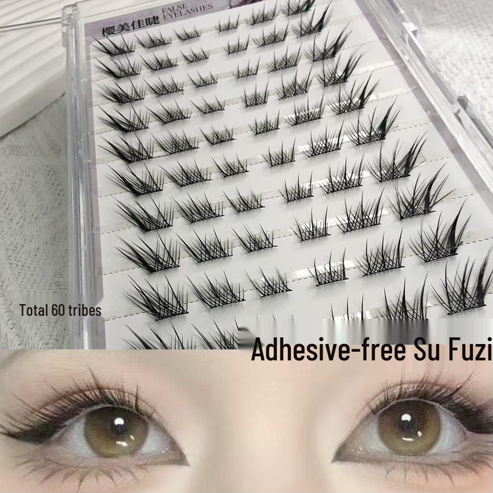 

Large Capacity Glue-Free Self-Adhesive Segmented Fox-Eye False Eyelashes Glue-Free Single Box