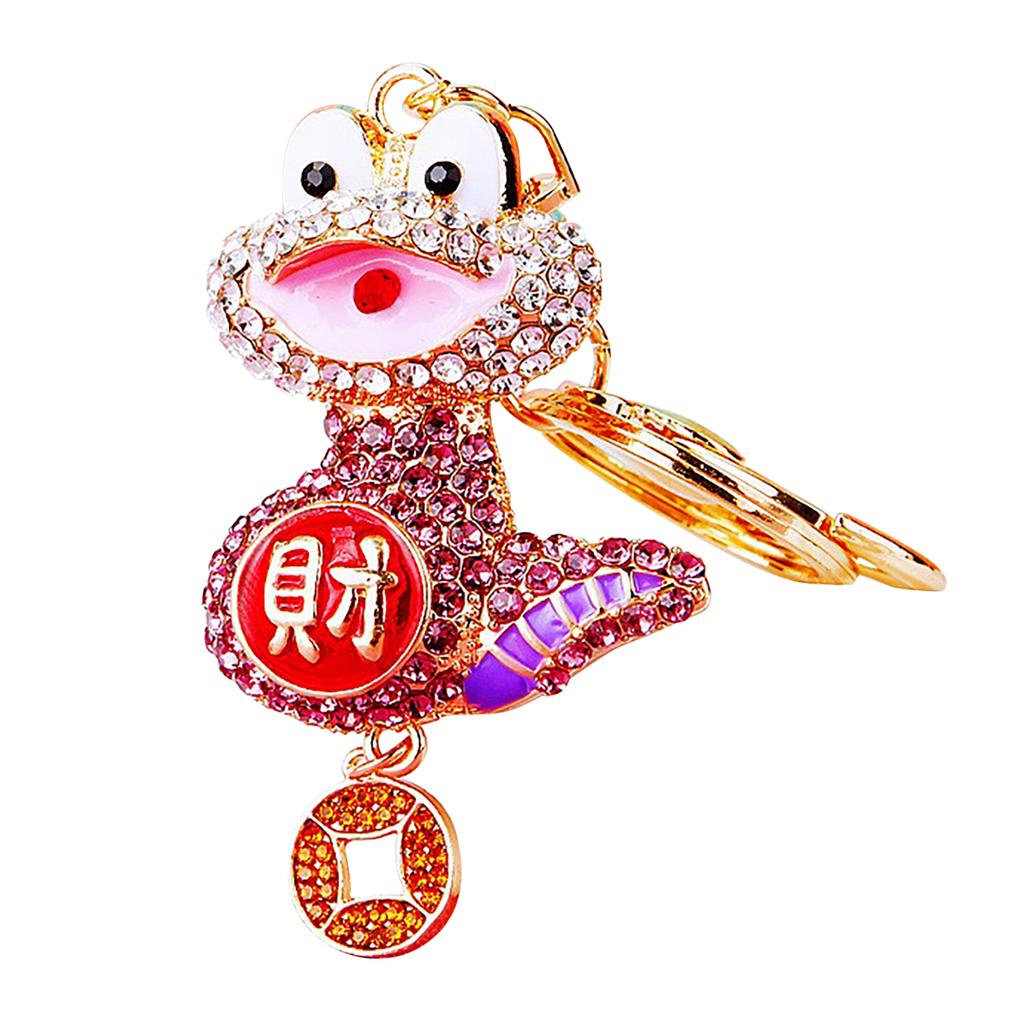 Snake Keychain Charm Fortune Rhinestone Snake Pendant Decorative Keychain for Bags