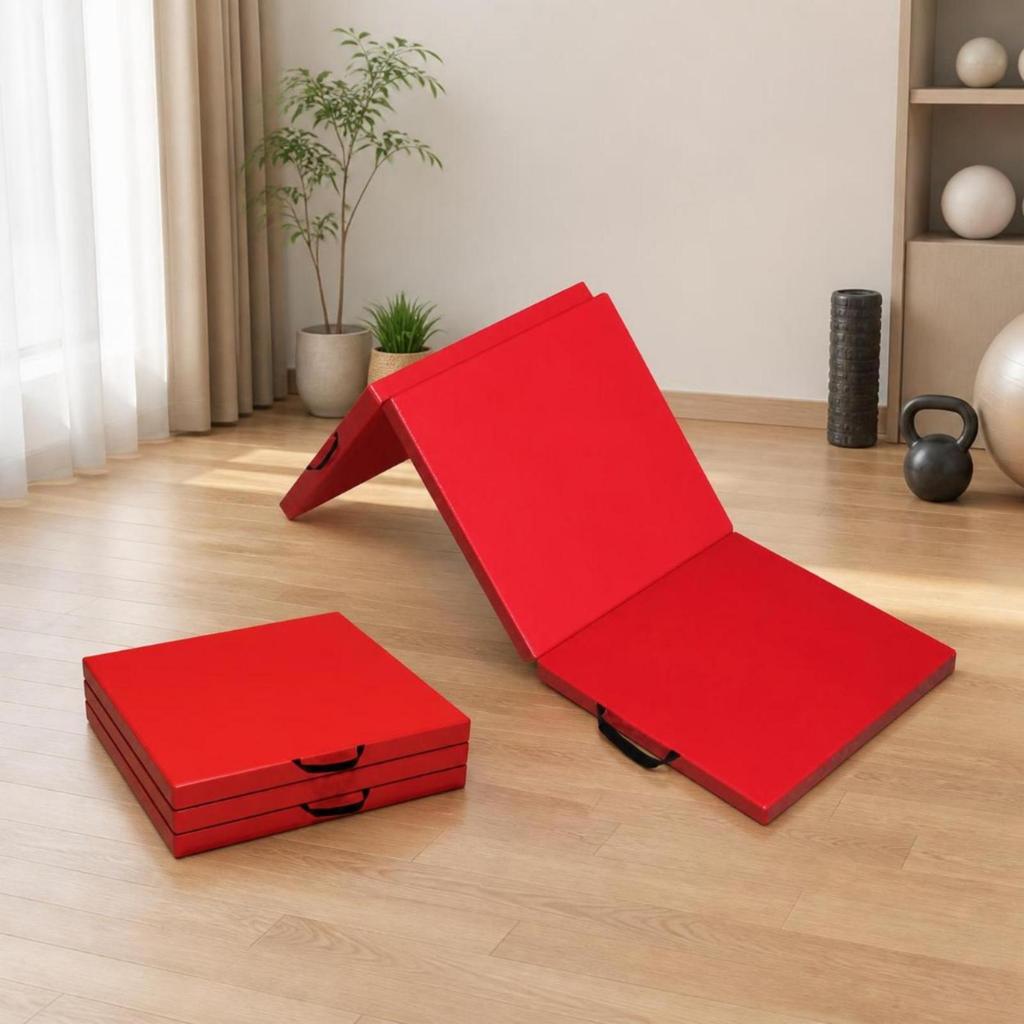 Three-Fold Exercise Mat Compact Folding with Handles High Resilience