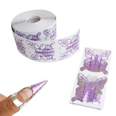 100Pcs Butterfly Nail Extension Forms Extension Nail Art Paper Holder Tips Manicure UV Gel Curl Forms