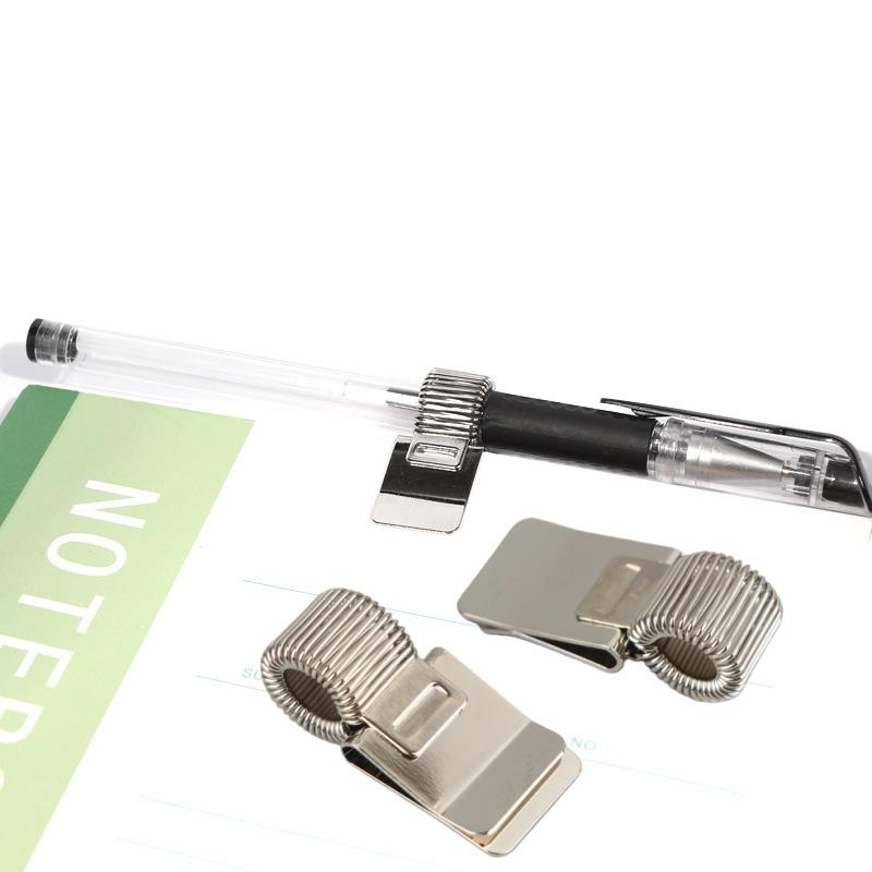 1/3/5Pcs Multifunctional Telescopic Spring Electroplating Pen Clip Notepad Portable Spring Pen Slot Fixed Stationery Accessories