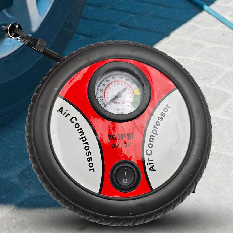 Portable Air Pump For Car Tires Car Tire Pump Multifunctional 12V Electric Tire Pump With Pointer Pressure Gauge Portable For