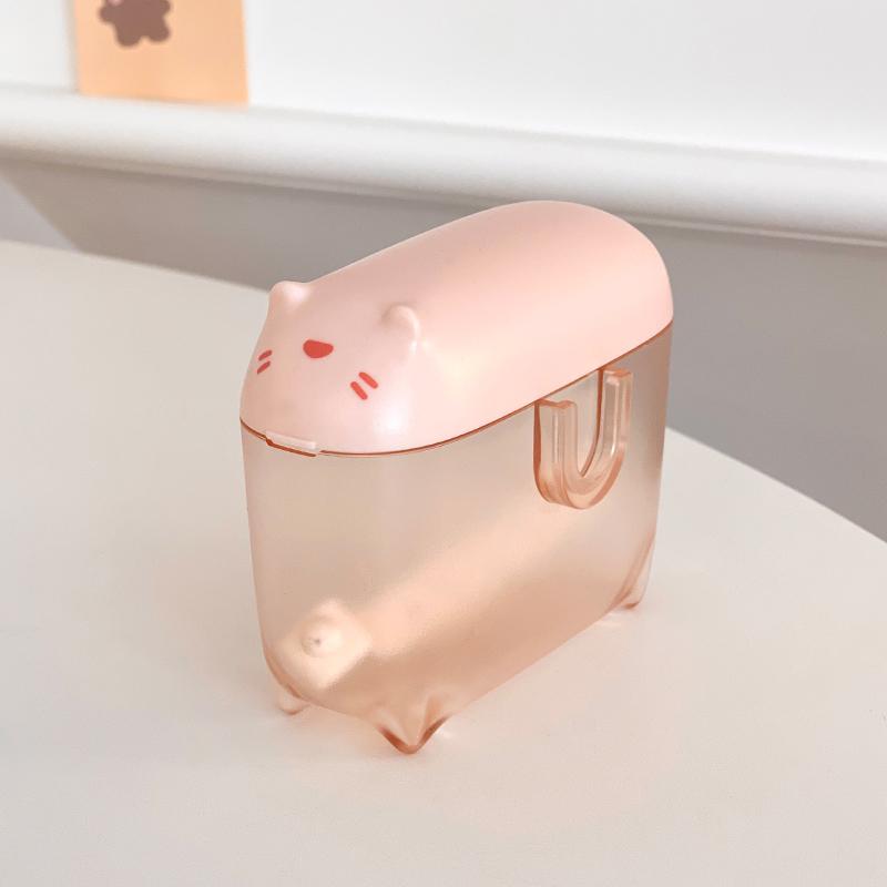 

Kawaii Cat Cable Organizer Plastic Cute Desk Organizers Frosted Mini jewelry Hairpin Portable Travel Desk Storage Box With Lids рожевий