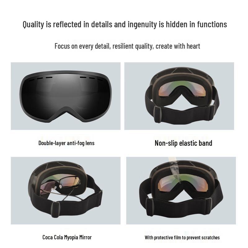 Longchan Unisex Double-Layer Anti-Fog UV Ski Goggles