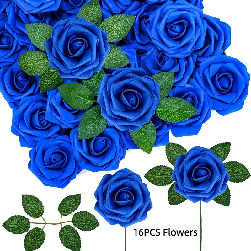 §16/25st Konstgjorda Rosblommor Med Stjälkar För DIY Bröllopsdekorationer Centerpieces Arrangement Fest Trädgård Heminredning Gåvor