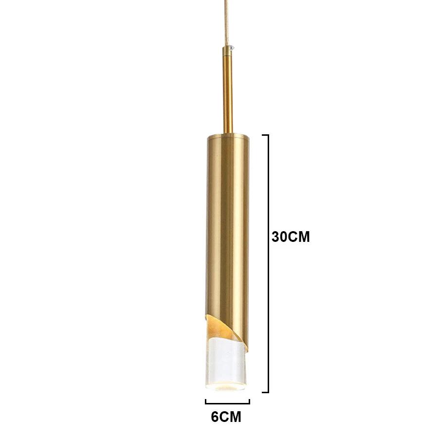 Black Golden Long Tube LED Pendant Light Kitchen Dining Room Shop Bar Acrylic Hanging Light Bedroom Bedside Suspension Light