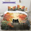Cute Cat Pattern Bedding Quilt Set  Home Decoration  Gift (1 * duvet cover + 2 * pillowcase  without core)