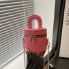 Double zipper portable bucket bag women's bag summer new shoulder bag trendy chain messenger bag