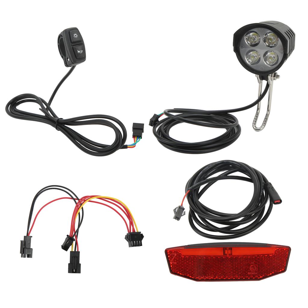 Electric Bicycle Front Rear Light Set Electric Bike Headlight Tail Light Kit with Connection Wires