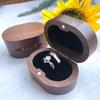 Handmade Wedding Ring Box Wooden Portable Ring Display Box Magnet Closure Double Slots Jewelry Storage Show Case