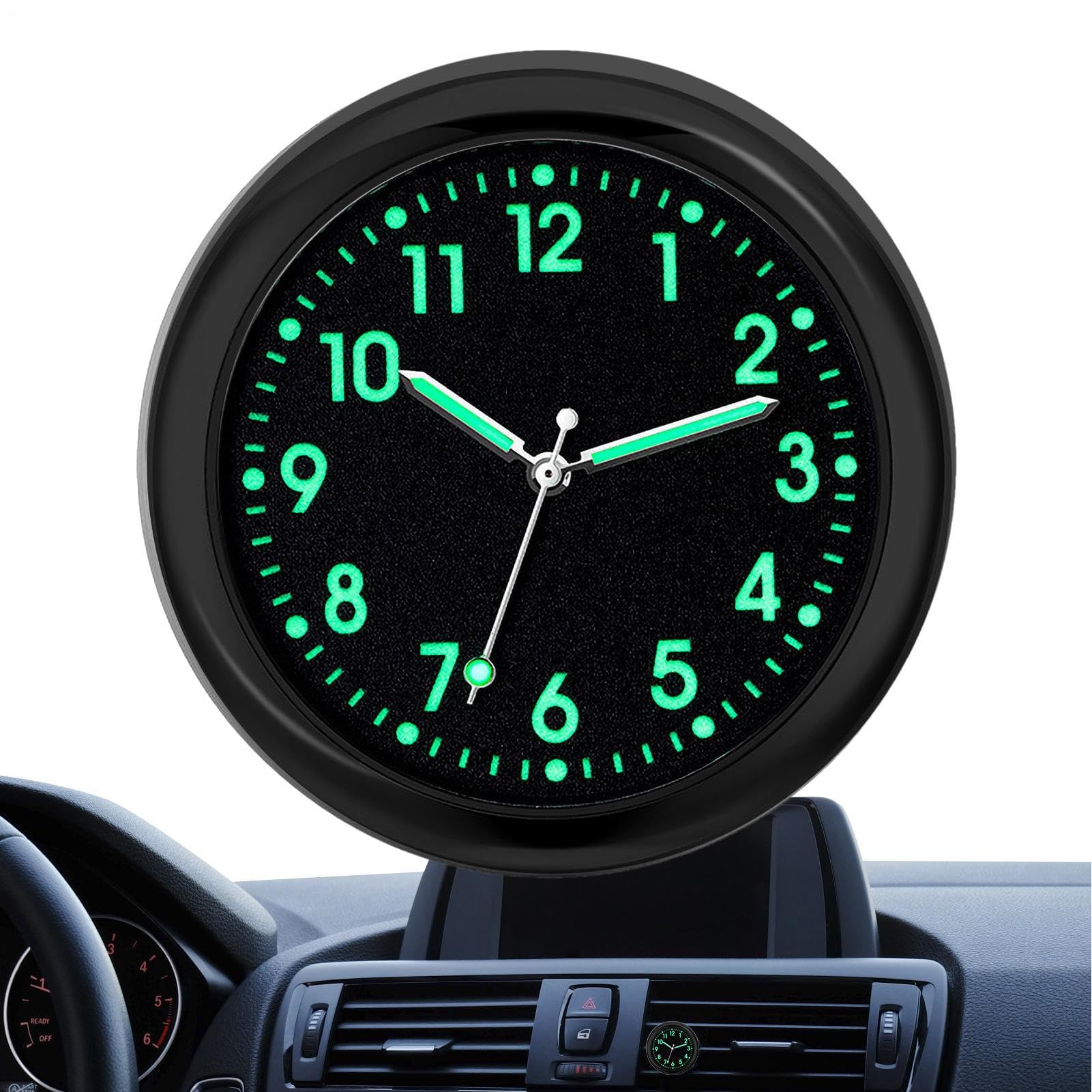

mini quartz watch for car,analog watch for car dashboard,glow in the dark car dashboard Please refer to the description чорний