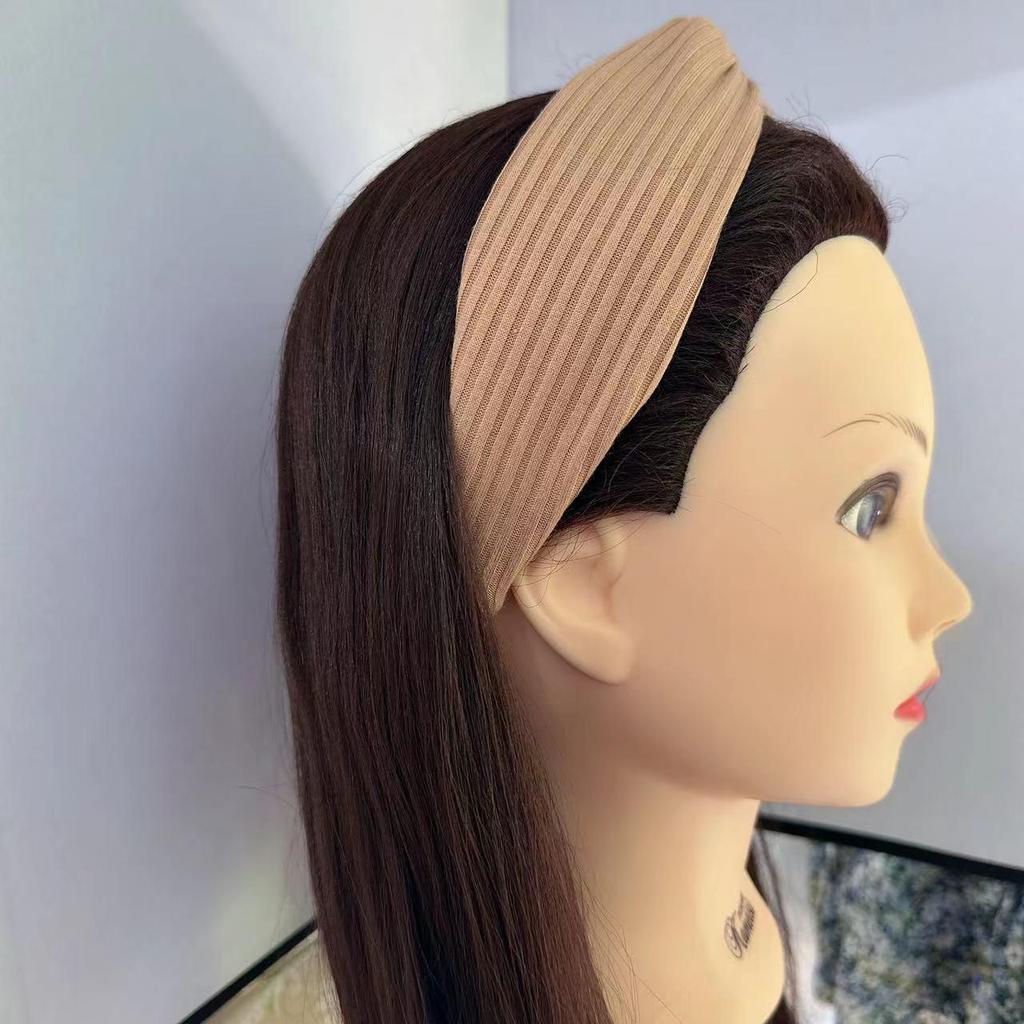 Strick-Stirnband im koreanischen Stil mit Überkreuz-Design für Damen - Elastischer Haarreif zum Gesichtwaschen, für Yoga und Sport.