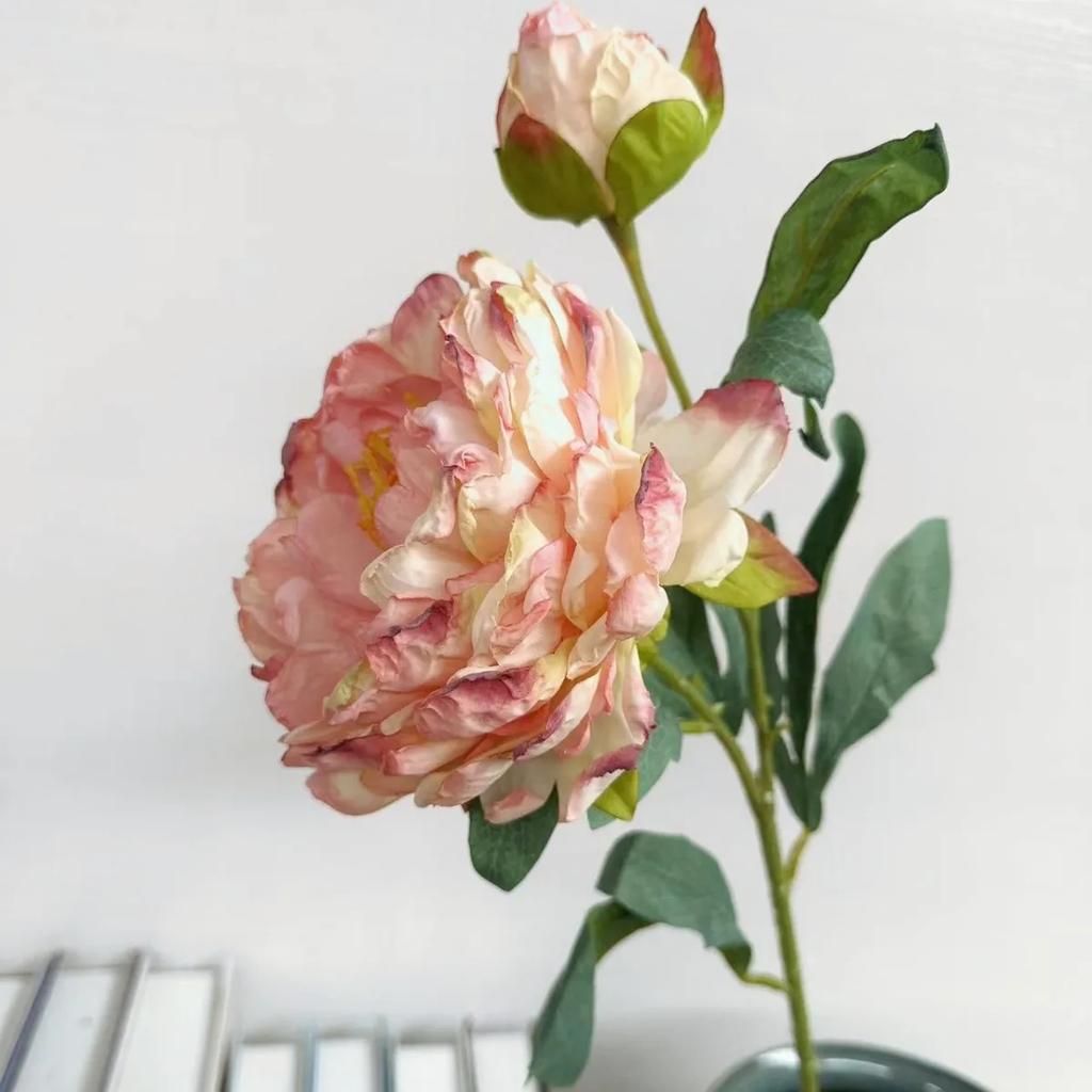 5Pcs/lot Retro Burnt Edges Peony Fake Flowers Home Decoration Accessories Wedding Bouquet Party Event Decor Party Floral Peonies