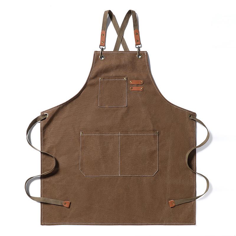 Heavy-Duty Waterproof Canvas Apron for Kitchen, BBQ, Coffee, and Milk Tea Shops