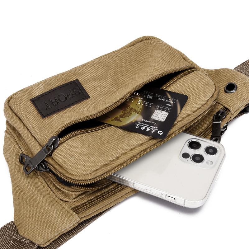 Large Capacity Waist Bag Men's Canvas Chest Bag Men's and Women's Large Capacity Outdoor Sports Bag