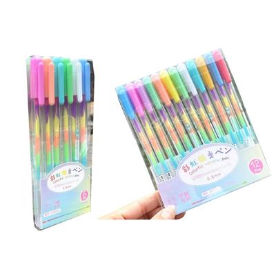 6/12 Stück Neon Gelstift Regenbogen Kugelschreiber Bunter Regenbogenstift Dekorativer Stift Schreibwarenzubehör für Erwachsene Schüler