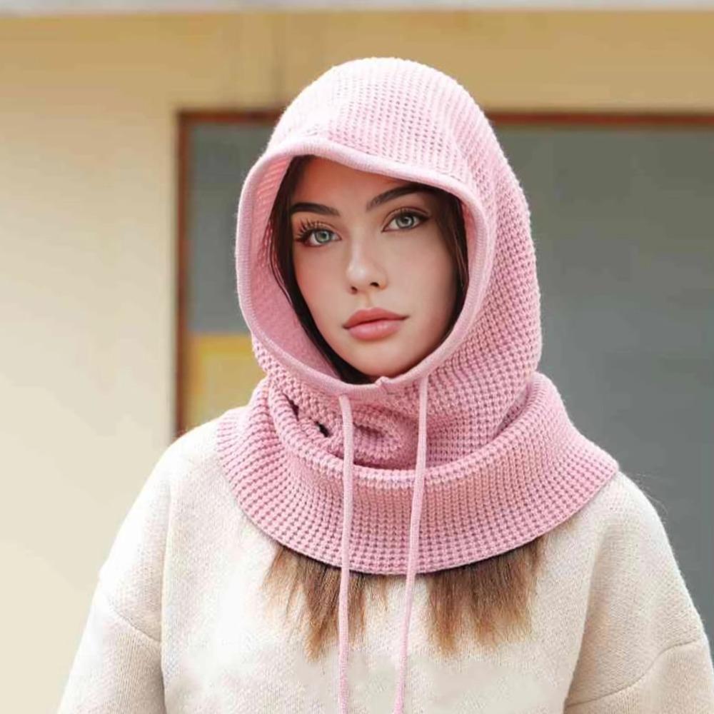 Warm Beanie Hats Ear Protection Scarf Hat New Knitted Hooded Cap  Unisex