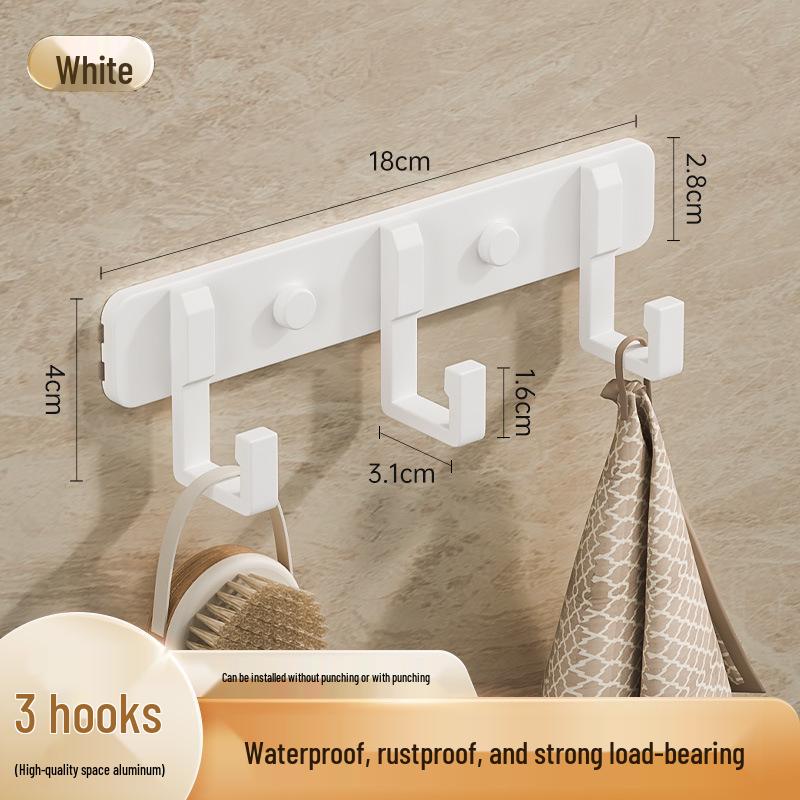 Space-Saving Aluminum Bathroom Towel Rack with Hooks for Wall or Door Mounting