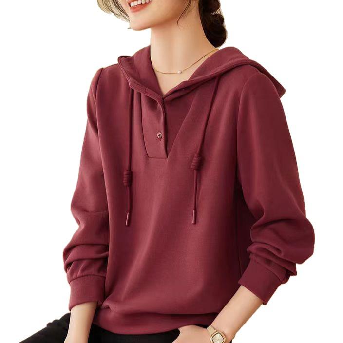 Damen Casual Kapuzensweatshirt - Herbst 2025 Kollektion, Lockere Passform, Vielseitiges Langarm-Oberteil für Mittelalte