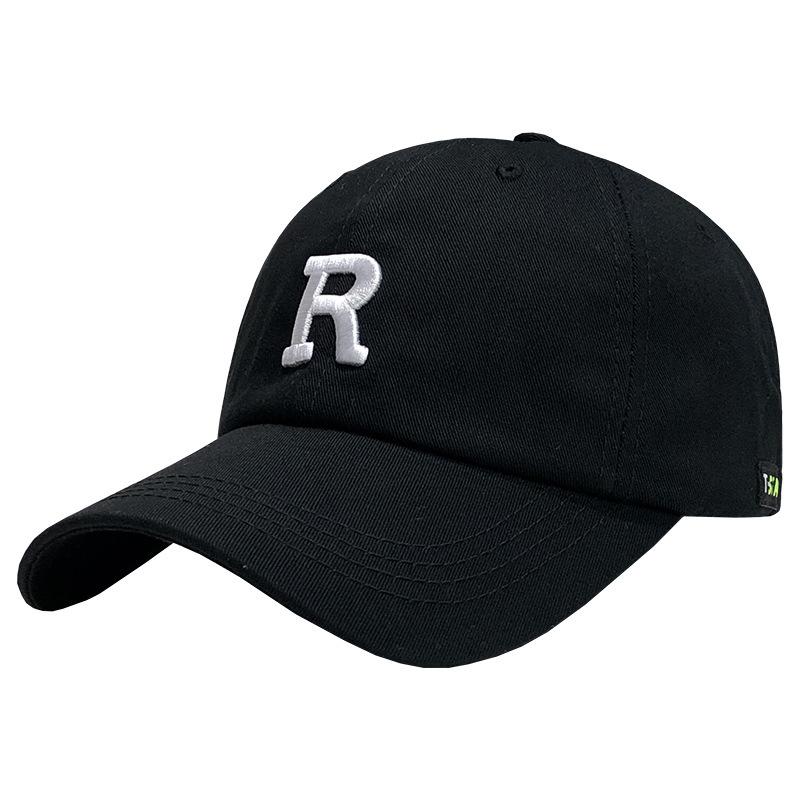 Hat Women's Face Showing Small Baseball Cap Korean Style Trendy Embroidered Letters R Mark Baseball Cap Men