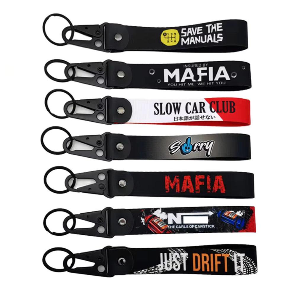 New JDM Keychain Japanese Nylon Key Tags Moto Keychain Inspirational Keyring Car Lanyard JDM Motorcycle Key Strap