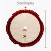 Burlap Fall Tree Skirt with  Buffalo Plaid Ruffle Border Large Christmas Tree Mat 48 inches for Halloween Fall Christmas Black White Decorations