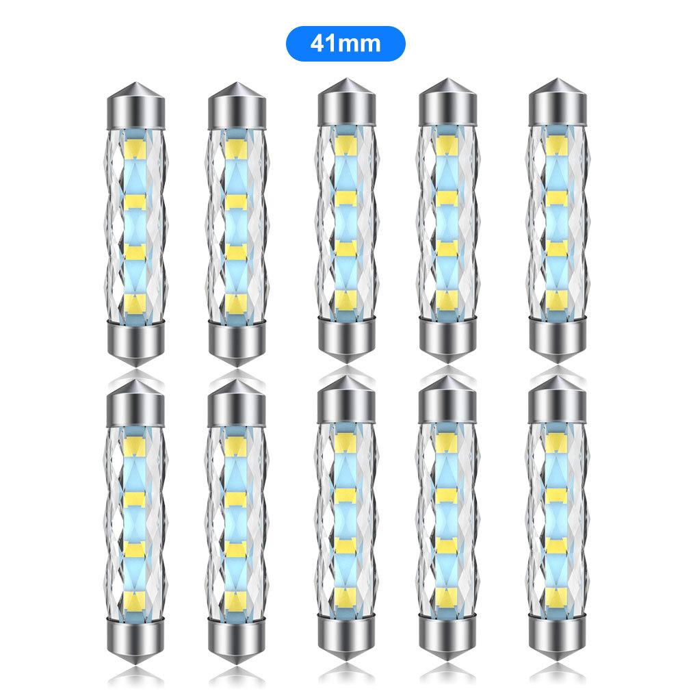 10Pcs C5W LED Car Interior Dome Map Festoon Lamp 31mm 36mm 39mm 41mm Dual-side Beam License Plate Light Trunk Bulbs C10W 2835 8SMD 12V DC 6000K White