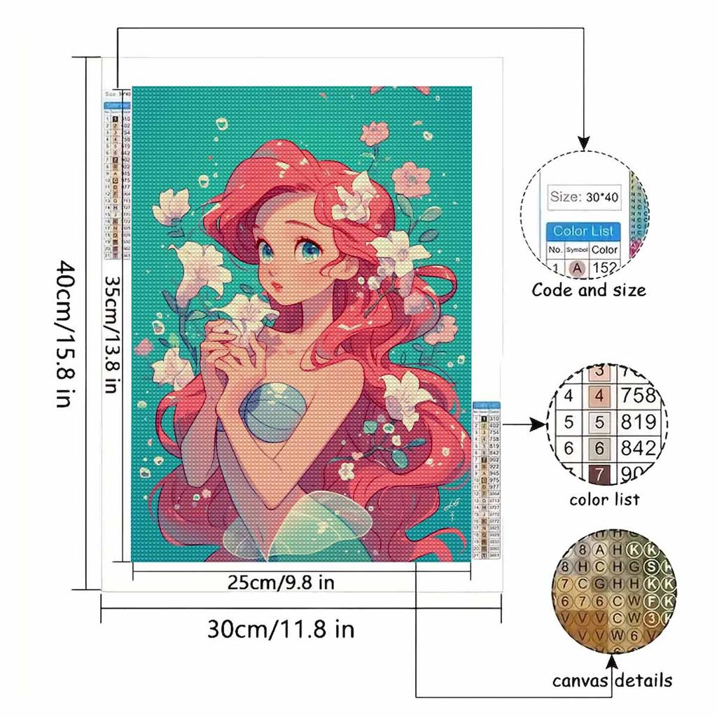 DIY Diamond Painting Mermaid Princess Cross Stitch Kit Mosaic Art Diamond Painting Full Circle Diamond Home Decoration