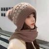 Winter Thermal Balaclava Neck Warmer Knitted Hat Neck Scarf Cap Beanie Hat Scarf