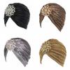 Ethnic Style Pleated Women Turban Cap Chemo Cap African Hat Luxury Indian Hat Bandana Headwear Elastic Beanies Autumn Spring