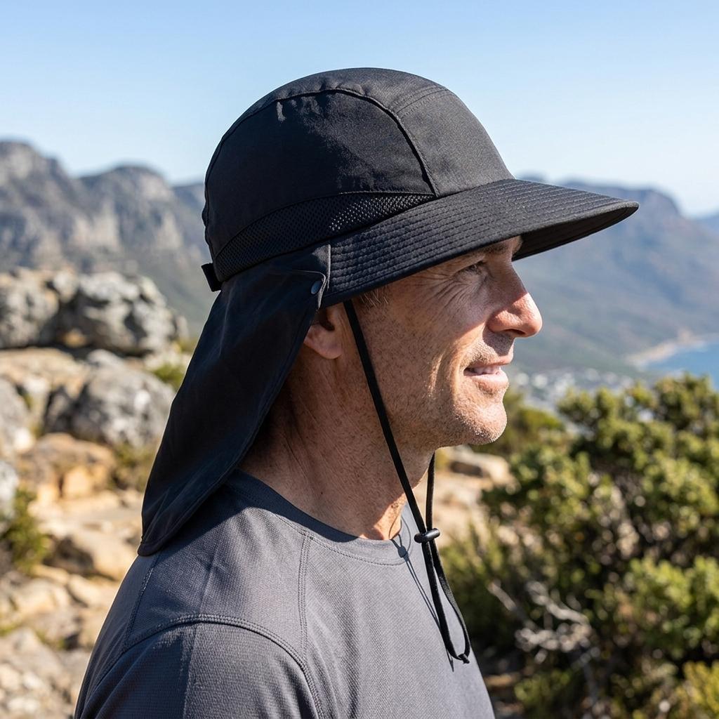 Men's Sun Protect Hat Breathable Fishing Hat with Wide Brim and Adjustable Strap for Outdoor Hiking Fishing Camping