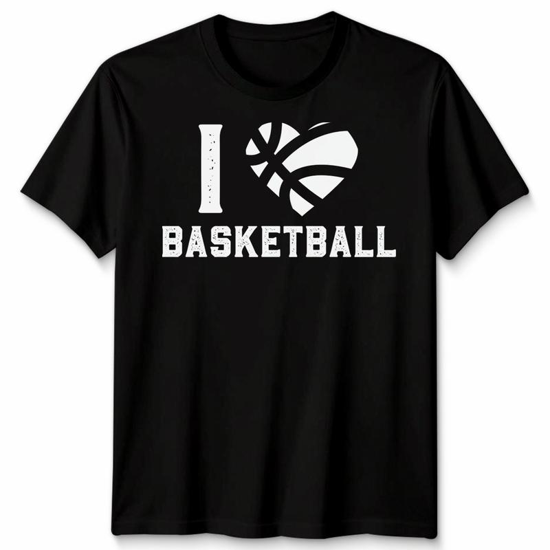 I Love Basketball Sports Fan Tee Men Women Graphic Unisex T-Shirt S