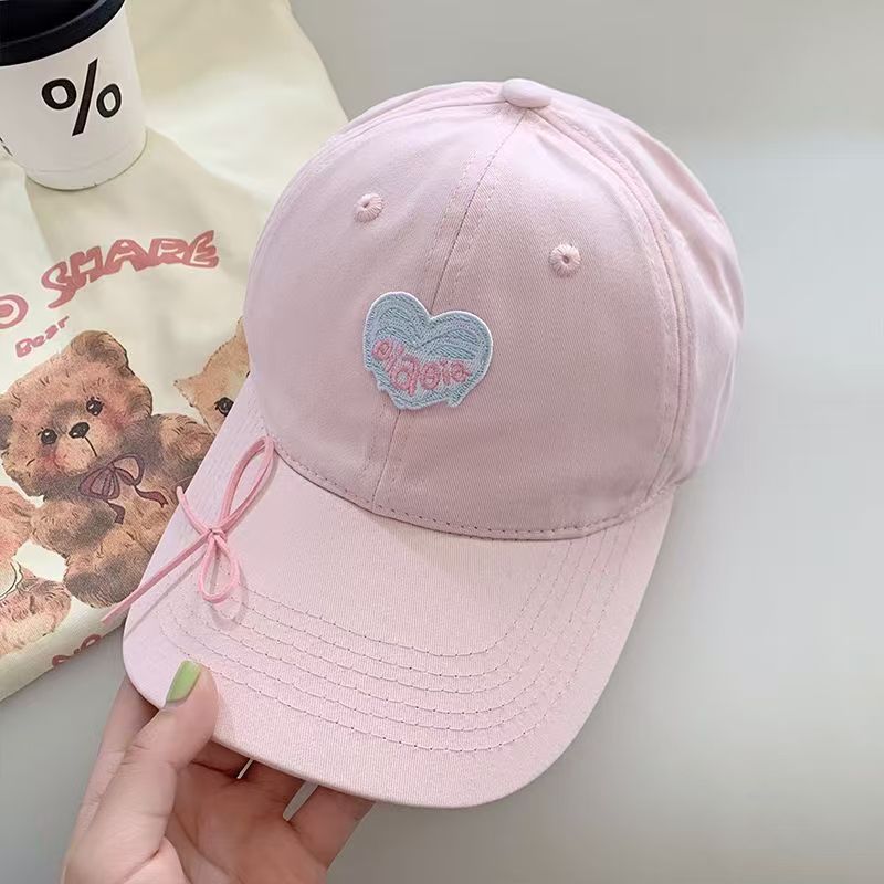 Mint Mambo Love Bow Cap Women'S Wide Brim Summer Face Small Sunscreen Shade Green Baseball Hat
