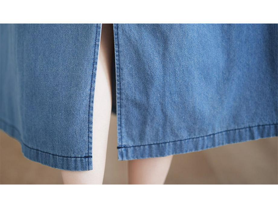 Plus Size Sleeveless Denim Vest Dress - Sweet, Casual, Blue Long Dress for Women