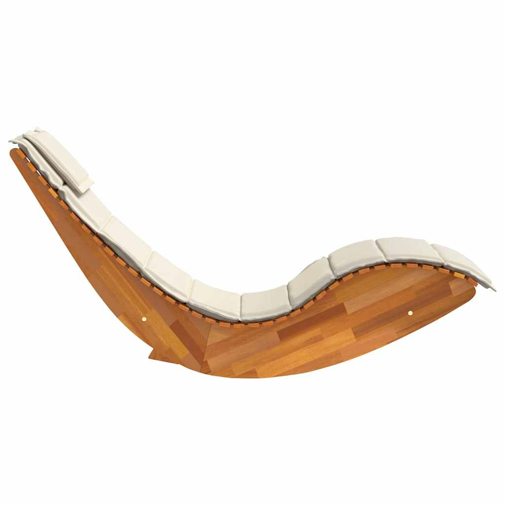 2 Person Sun Lounger with Cushions 2 Pcs Brown Solid Acacia Wood
