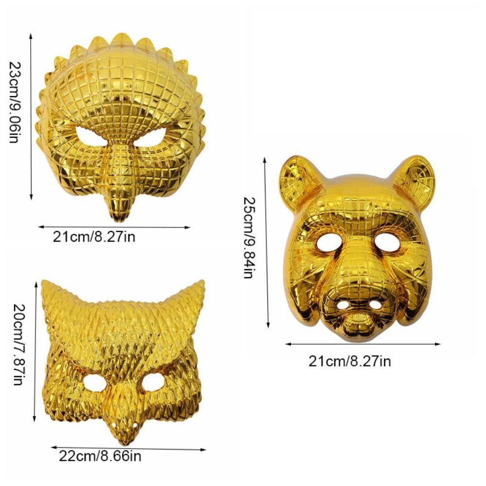 Retro Golden Halloween Masks Elastic Rope Cosplay Costume Full Face Mask Cartoon Plastic Animal Mask Men