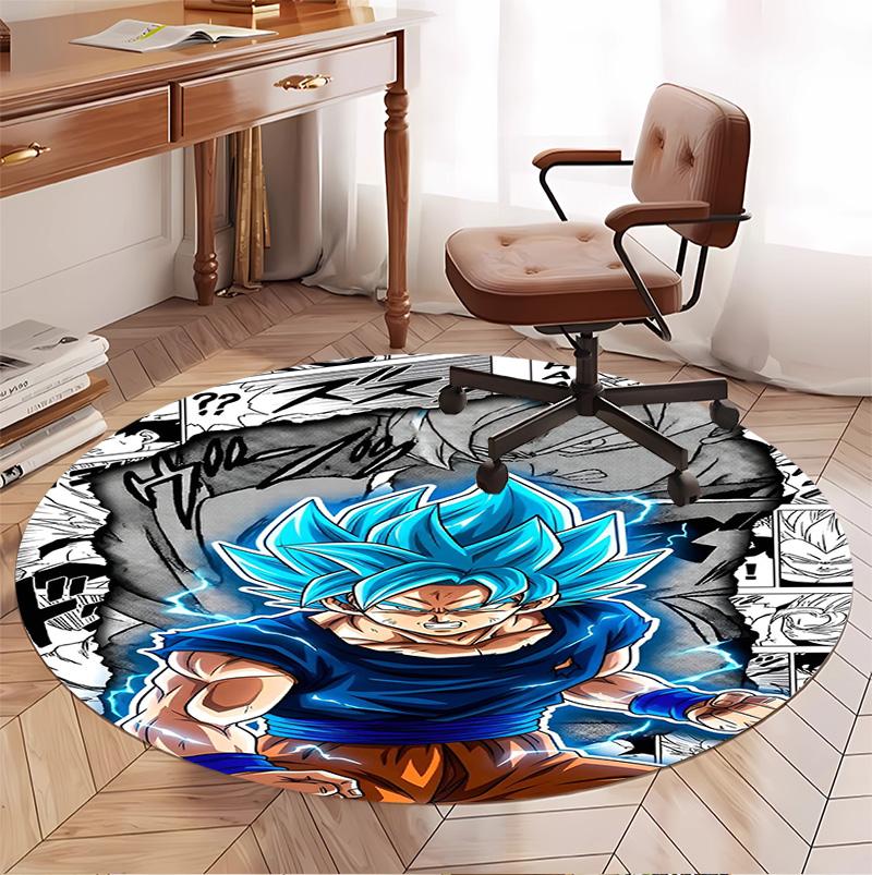 Dragon Ball Pattern Round Rug, Indoor/Outdoor Mat, for Picnic, Gameroom, Bedroom, Office, Living Room, Home Decor Carpet, Birthday Gift