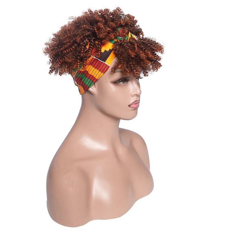 Curly Afro Headband Wig for Black Women Short Curly Kinky Wig with Headband Fluffy Synthetic Wig Natural Daily Party