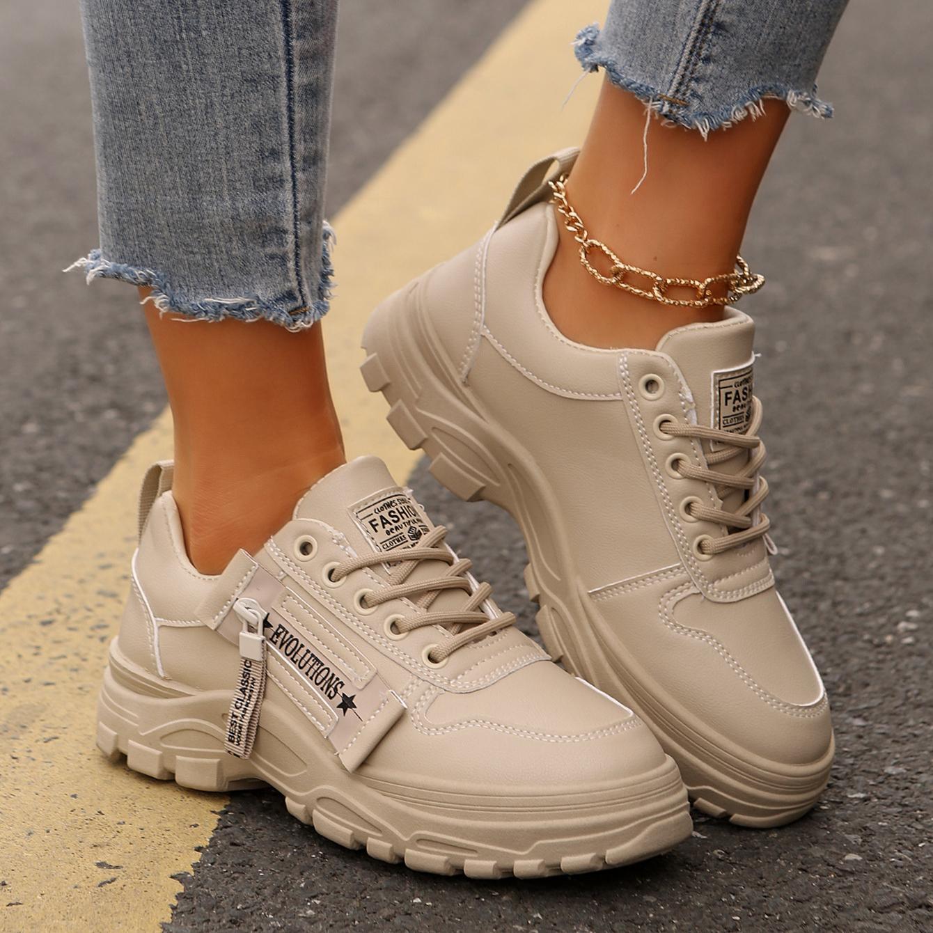

Новые низкие кроссовки на толстой подошве со шнуровкой для женщин с универсальными кожаными поверхностями, низкие кроссовки для женщин, спортивная обувь для бега 36 коричневый