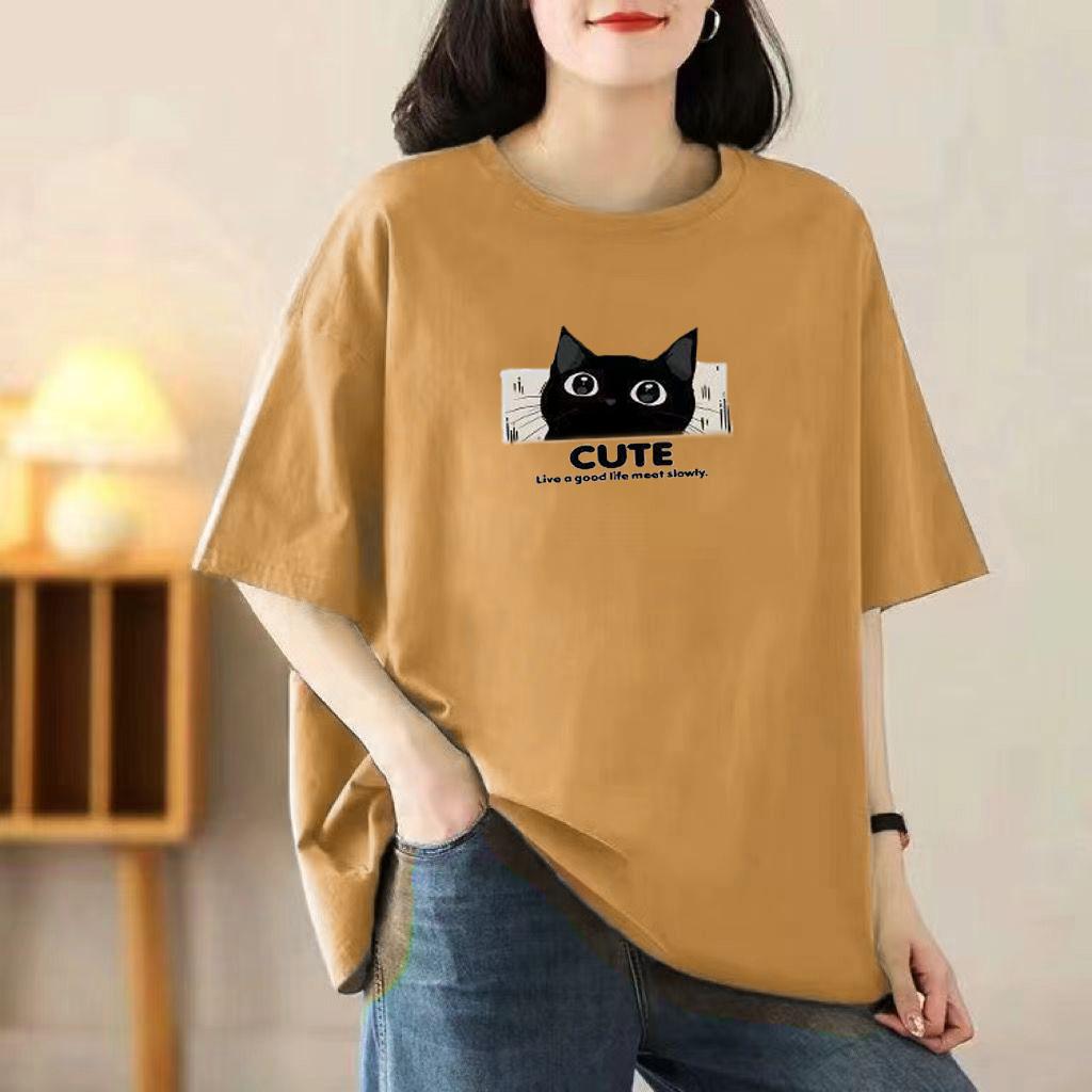 

Футболка из хлопка с коротким рукавом, женская, свободная, модная, со средним рукавом, летняя, винтажная футболка 3XL