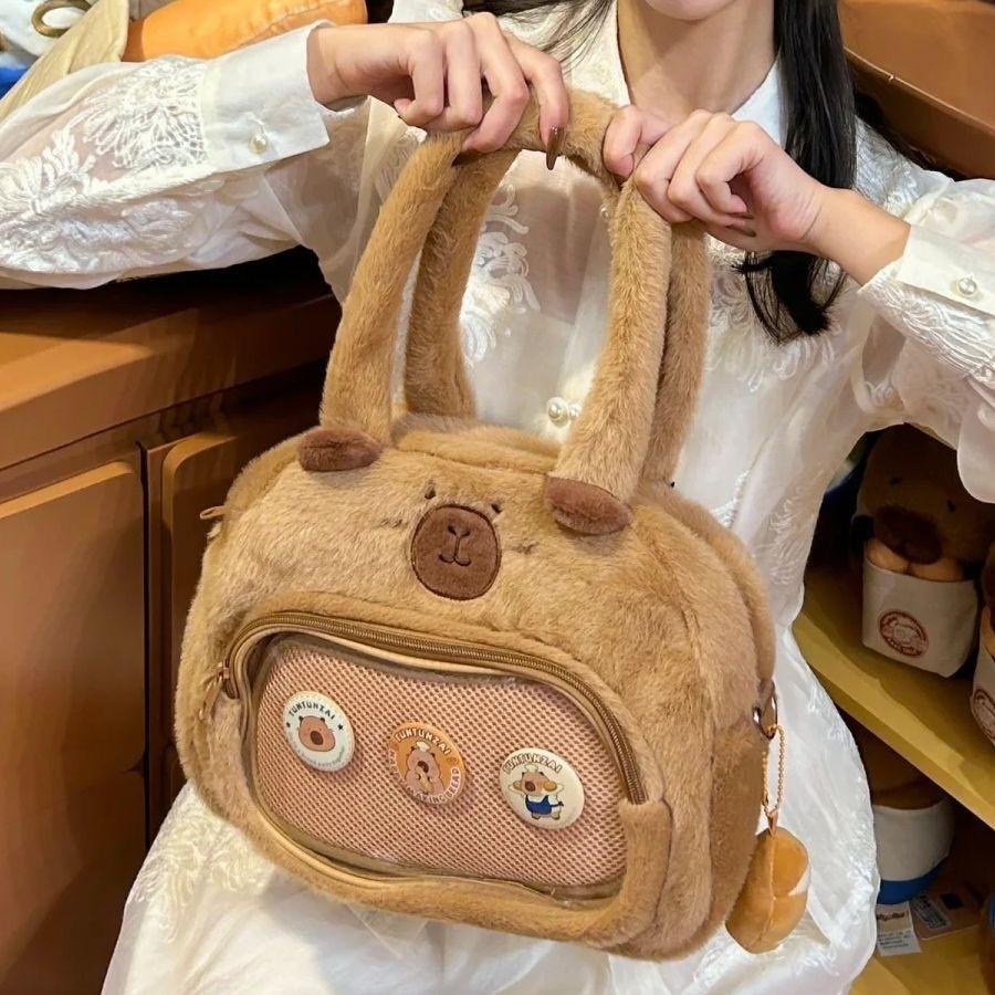 Adorable Plush Capybara Single Shoulder Crossbody Bag Handbag Cute Gift Kids