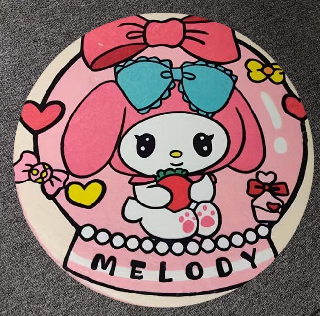 Sanrio Round Carpet Is A Non Slip Soft Door Mat Used for Bedroom and Living Room Decoration Cute Anime Cartoon Melody and Kuromi