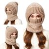 Riding Headgear 3 In 1 Hat Scarf Face Guard Solid Color Plush Ball Decor Thickened Warm
