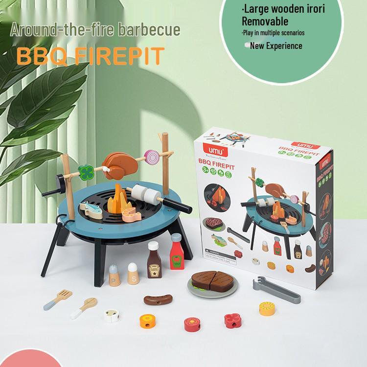 

Children s Pretend BBQ Picnic: Wooden Tea Cooking Simulation Game