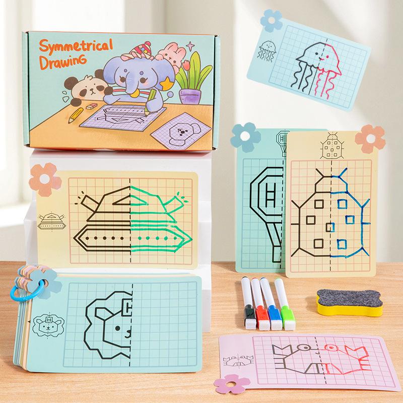 Stiftkontrolltraining für Kinder Kindergarten Symmetrisches Zeichnen Abwischbarer Stift Trainingskarte Einstieg Frühe Bildung Denken Konzentrationstraining
