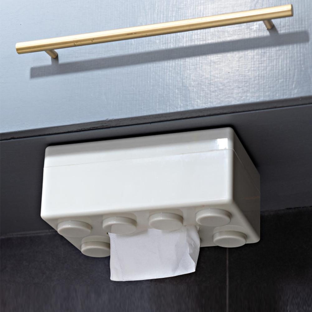 Creative Building Blocks Tissue Box Wall-Mounted Spring Paper Towel Holder Waterproof For Bathroom Living Room And Kitchen