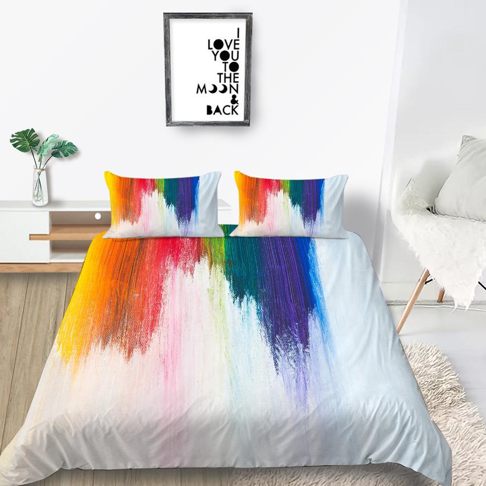 New Fashion Rainbow Duvet Cover Home Bedspreads Highly Quality Pillowcase Queen Single Size Bedding Luxruy Bedding Cover Sets