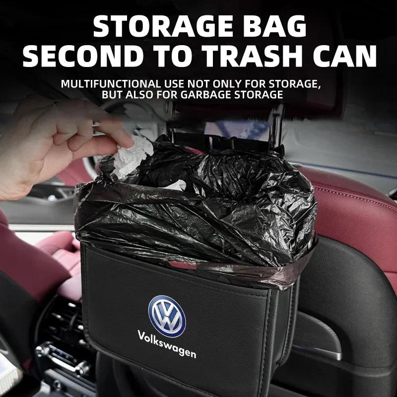 For VOLKSWAGEN VW New Jetta VW For Volkswagen New Car Backseat Luxury Leather Storage Bags Hanging Organizer Box Car Accessorie