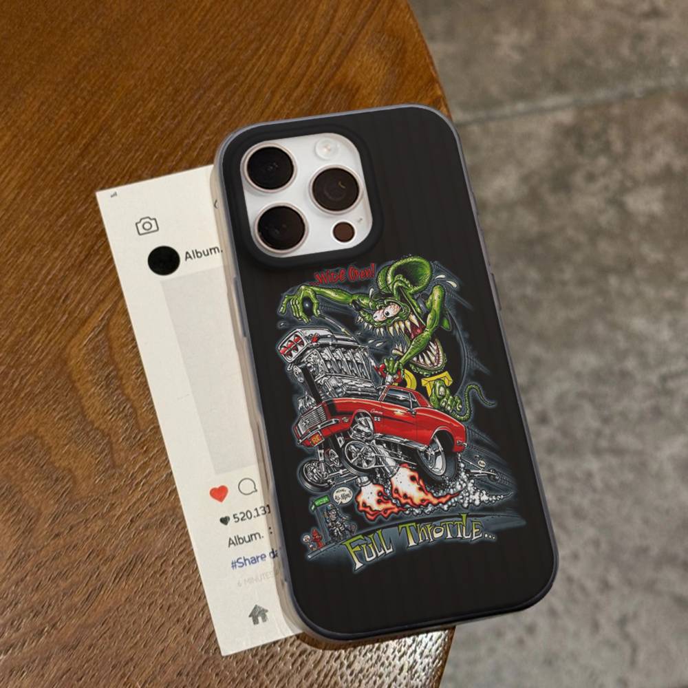 

Забавный Rat Fink Для IPhone 15 16 17 14 13 12 11 Pro Max 16E 16 Plus 17 Air Гофрированный Ударопрочный Чехол для Телефона iPhone 13