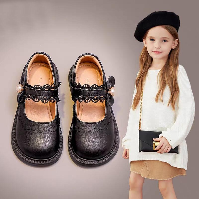Girls Small Leather Shoes Size 23-36 Soft Bottom Leather Children's Single Shoes Beige Fashion Versatile Children's Baby Shoes